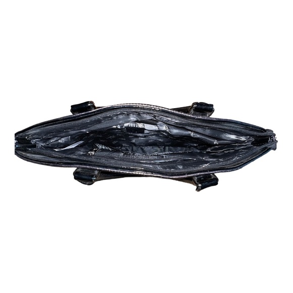 Cabrelli & Co. Tote Bag Case Snake skin pattern Dark Silver & Black - Picture 5 of 10